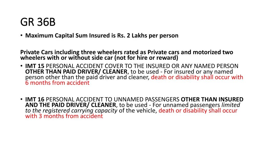 gr 36b gr 36b maximum capital sum insured