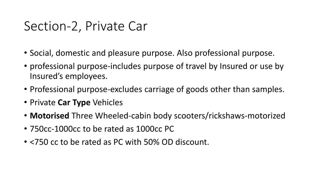 section 2 private car