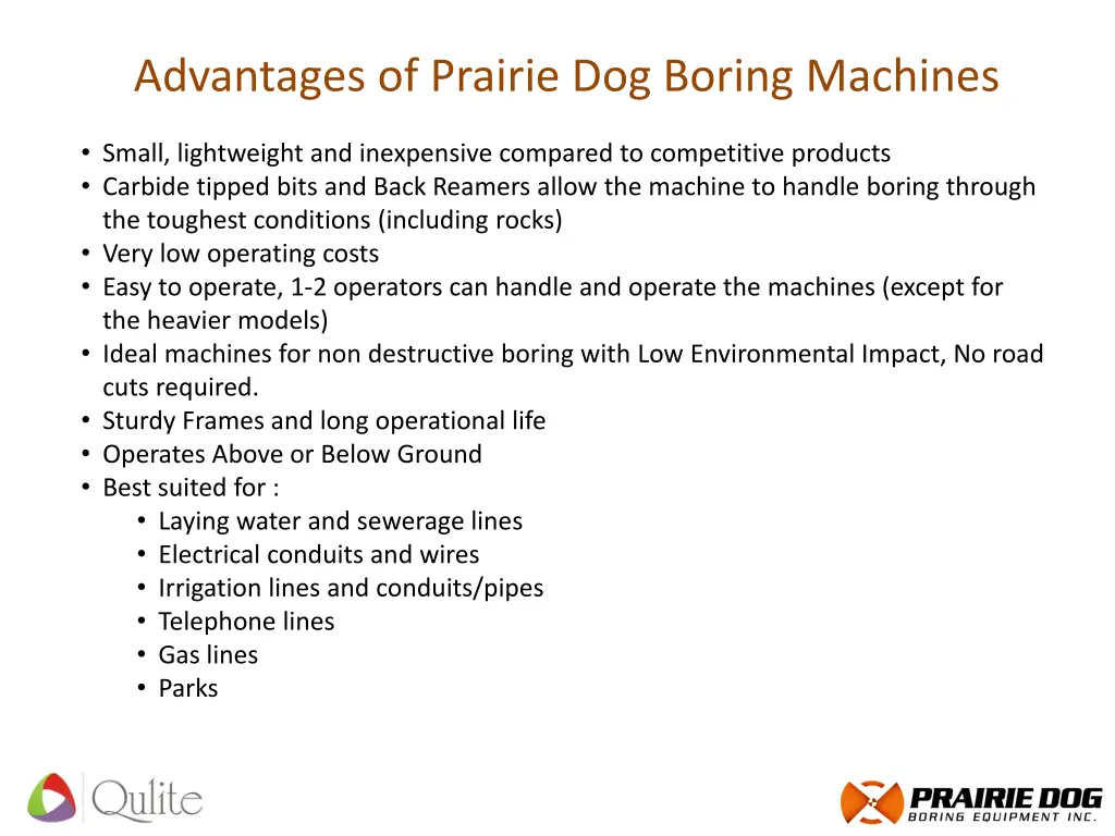 advantages of prairie dog boring machines