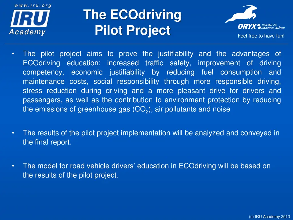 the ecodriving pilot project 1