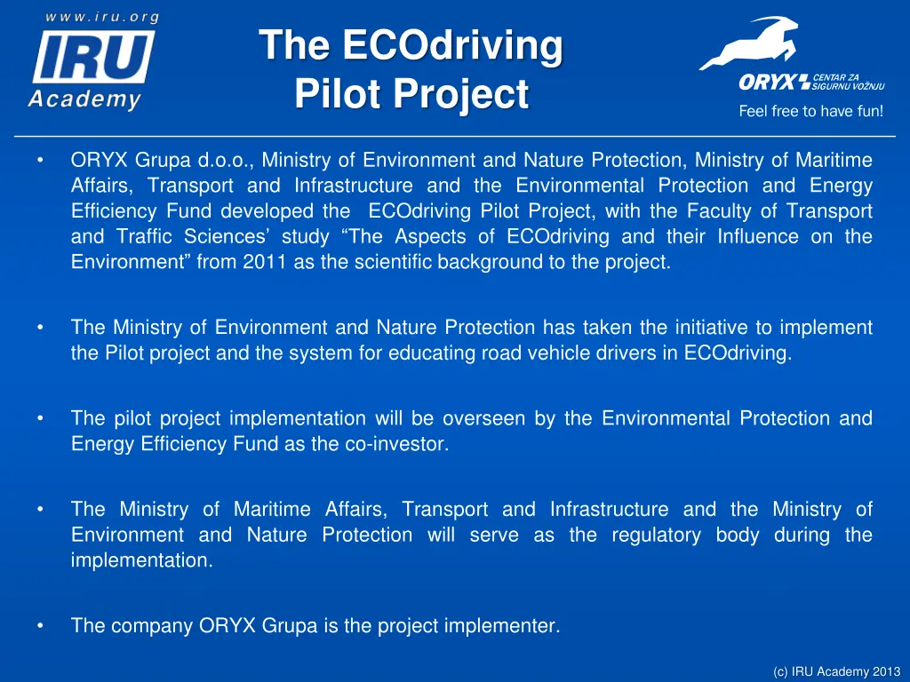 the ecodriving pilot project