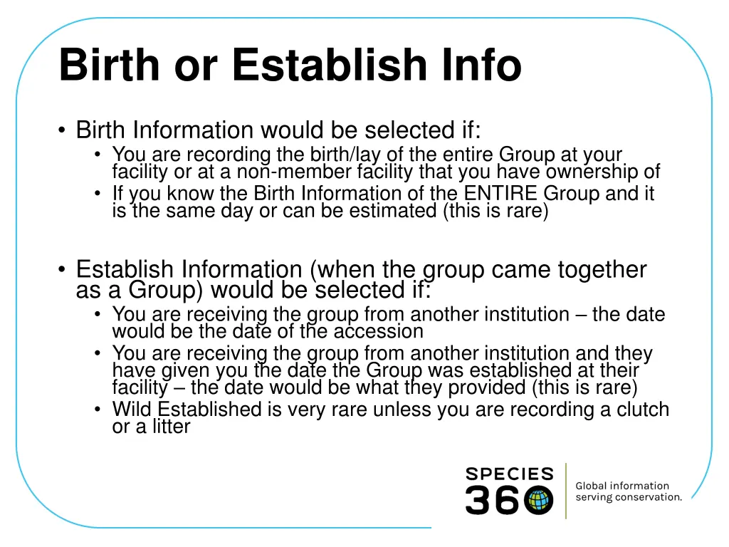 birth or establish info