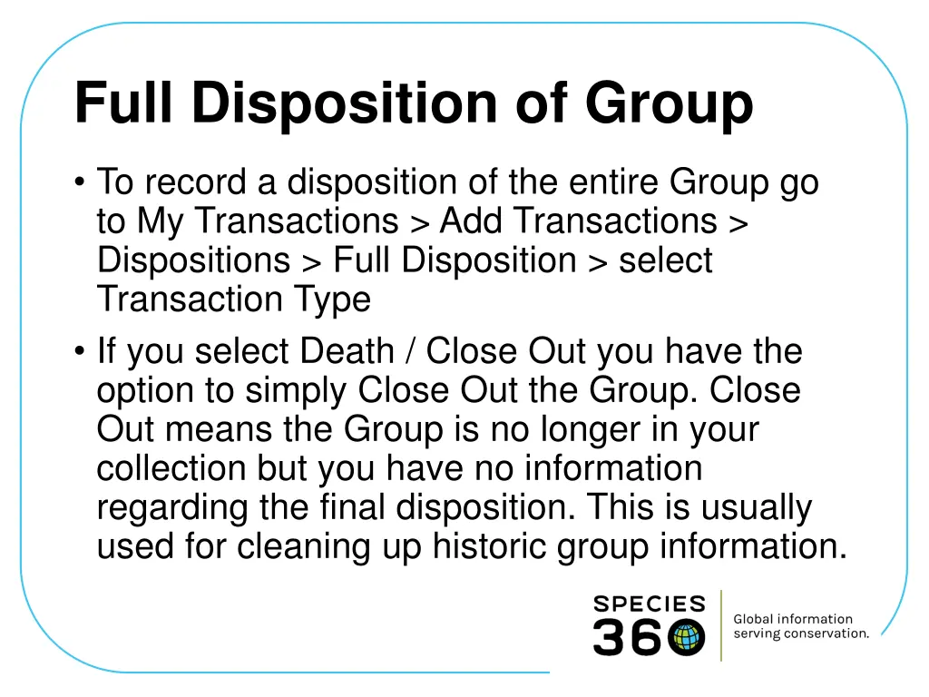 full disposition of group