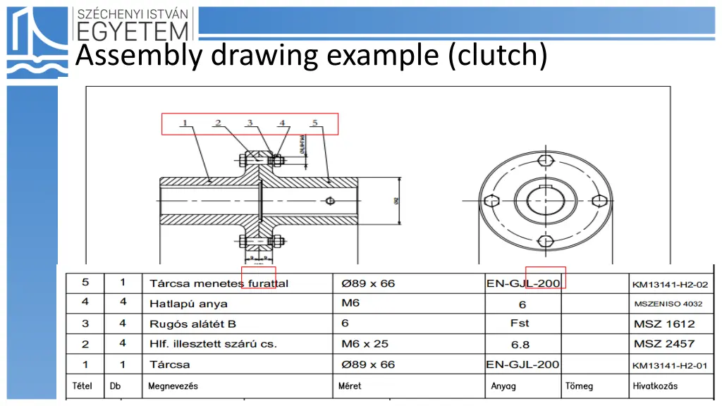 assembly drawing example clutch