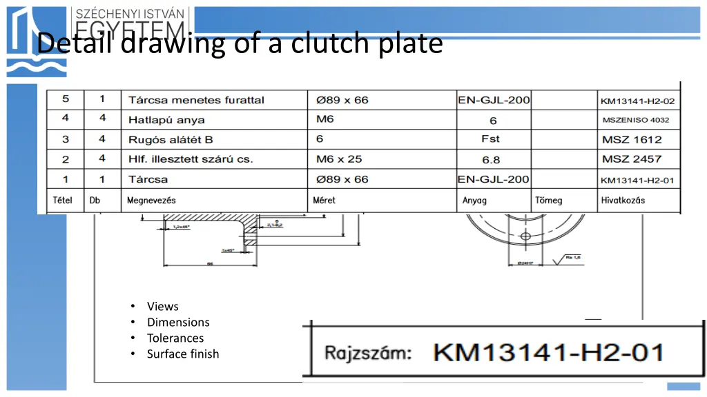 detail drawing of a clutch plate