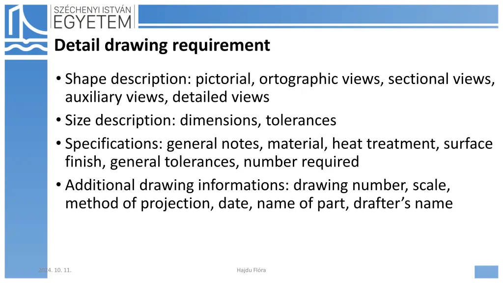 detail drawing requirement