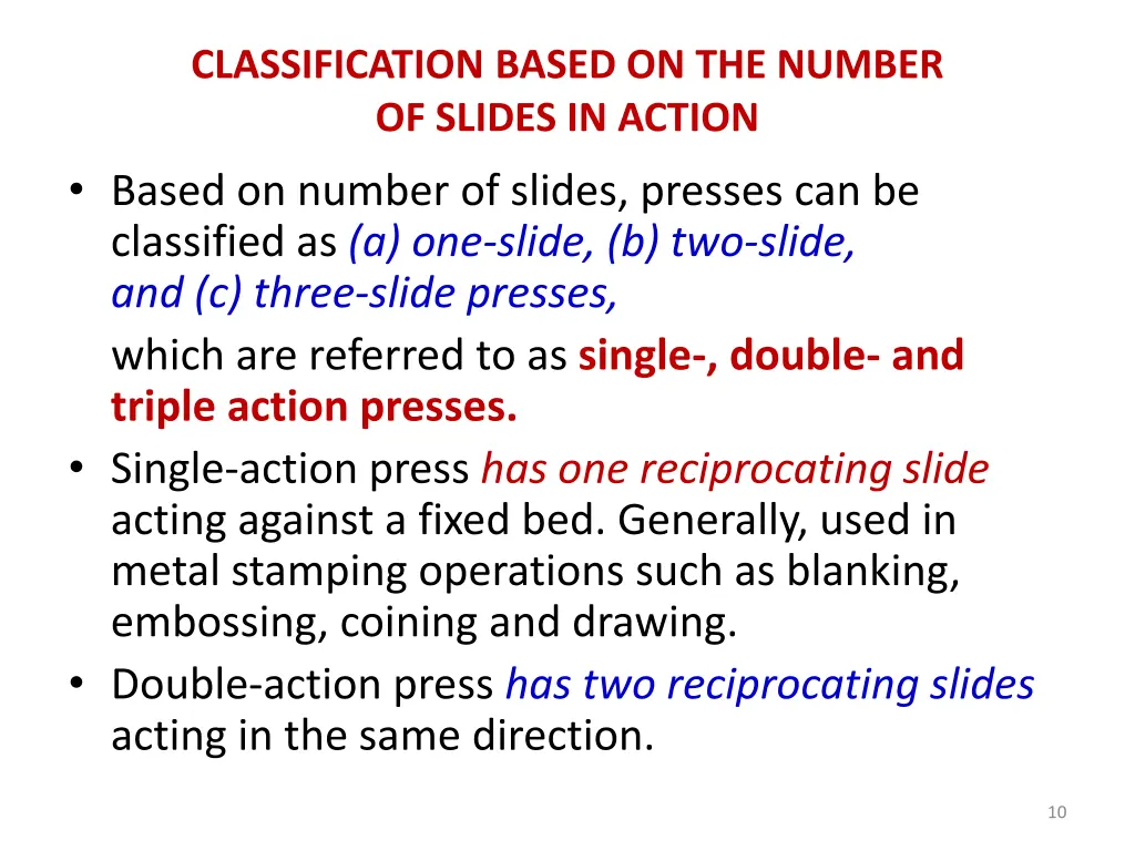 classification based on the number of slides