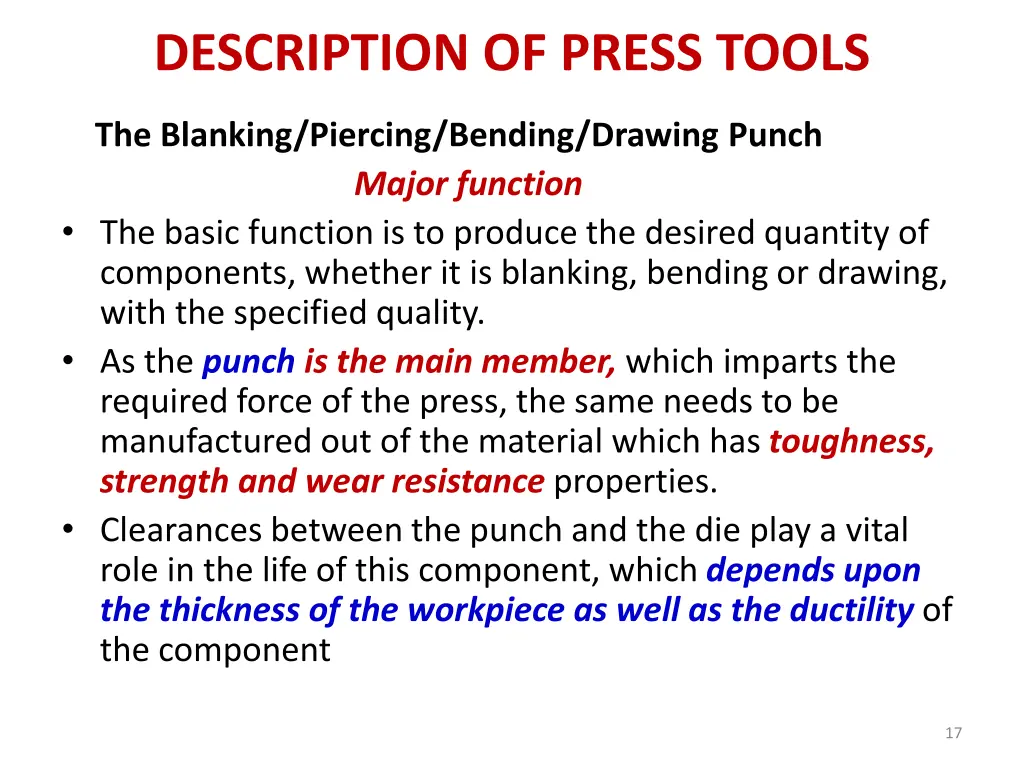 description of press tools