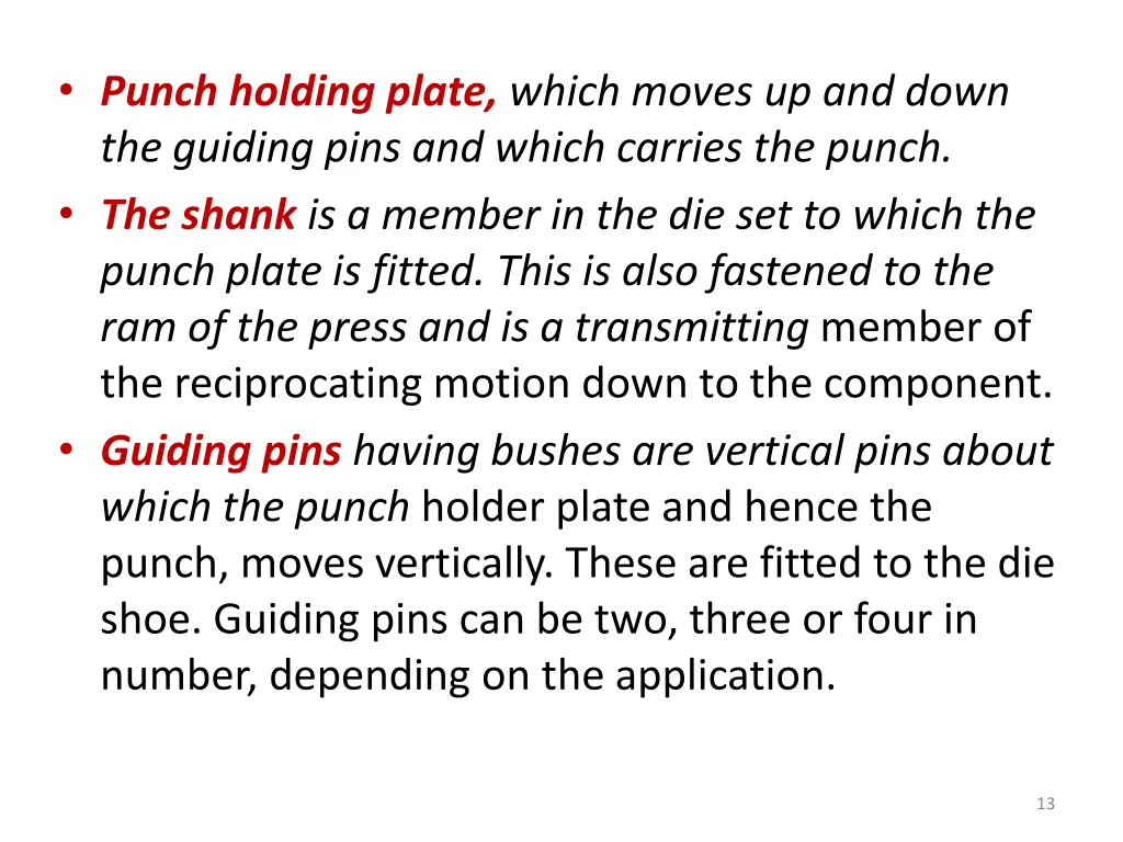 punch holding plate which moves up and down