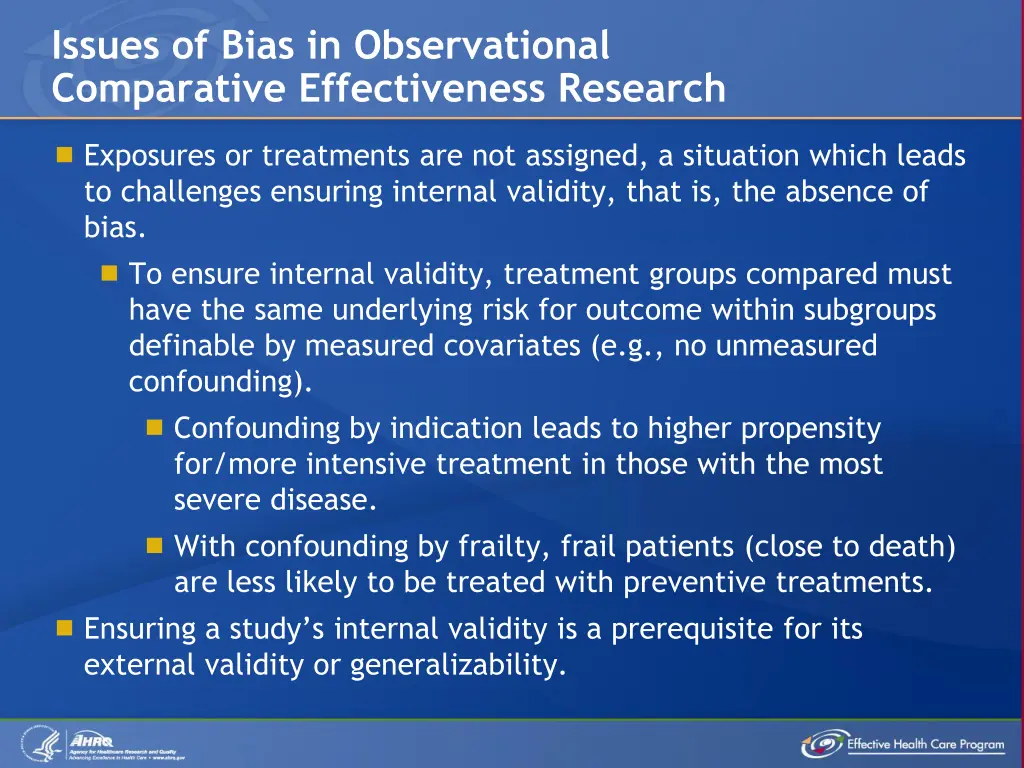 issues of bias in observational comparative