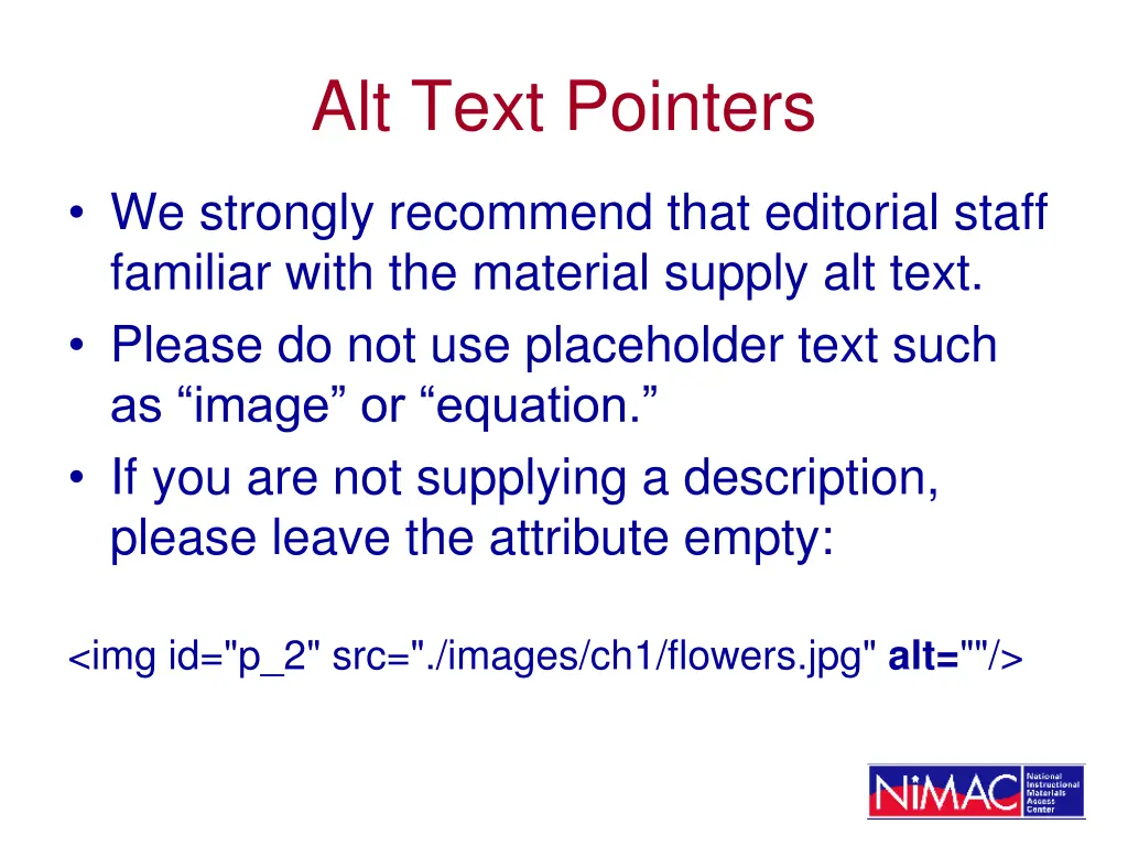 alt text pointers