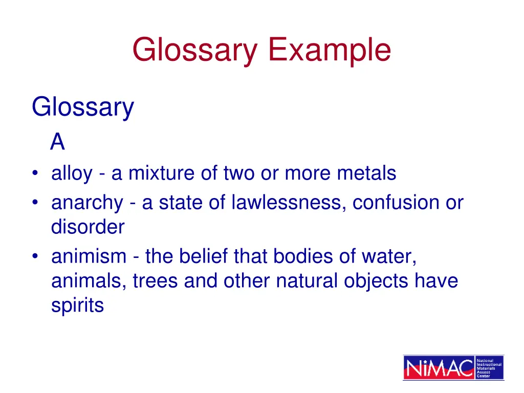 glossary example