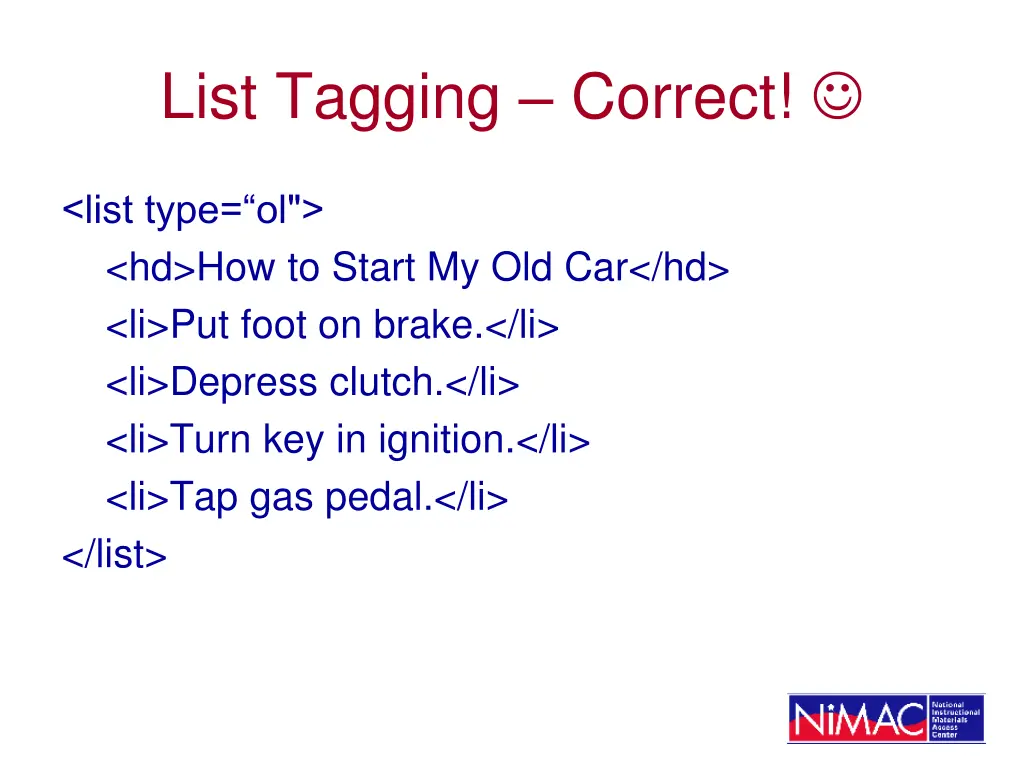 list tagging correct