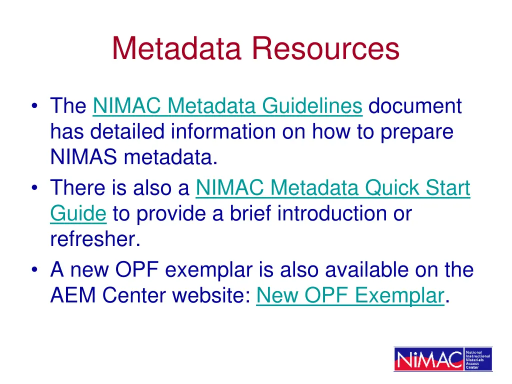 metadata resources