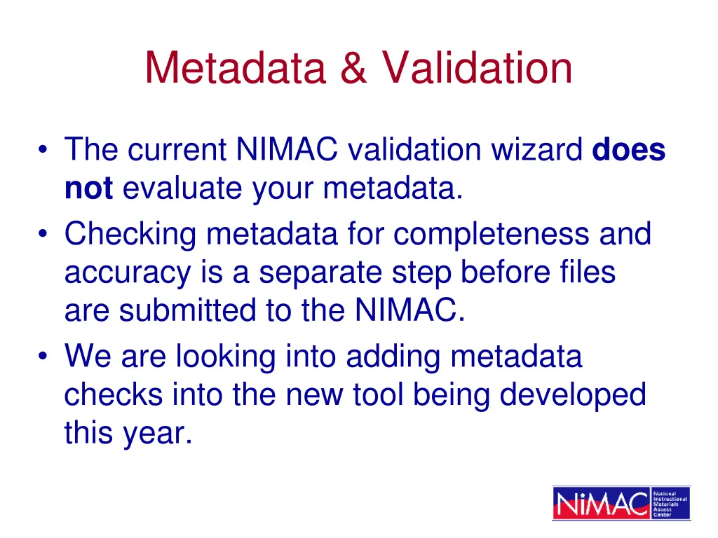 metadata validation