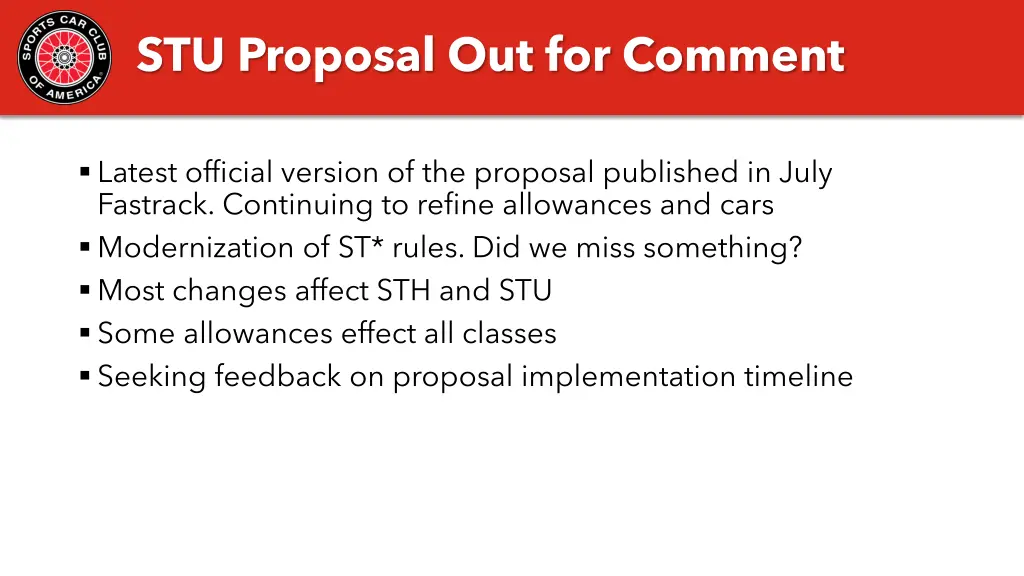 stu proposal out for comment