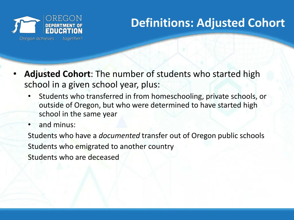 definitions adjusted cohort