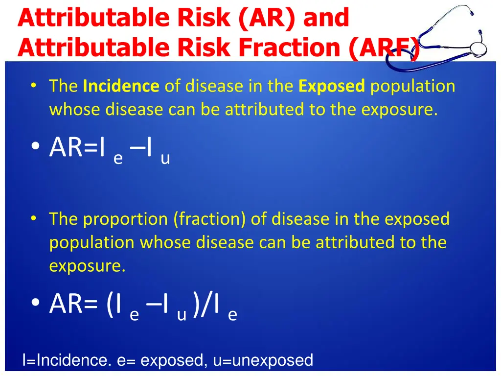 attributable risk ar and attributable risk