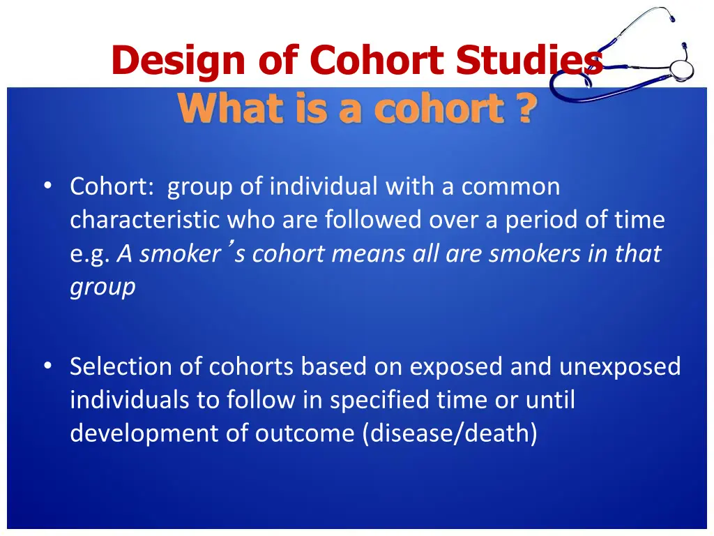 design of cohort studies what is a cohort