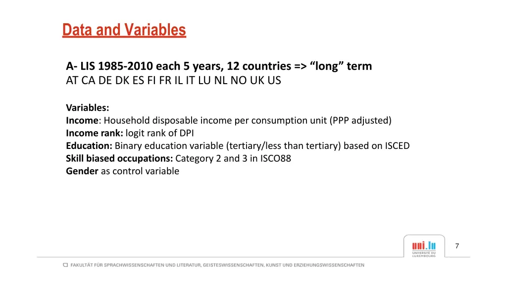 data and variables