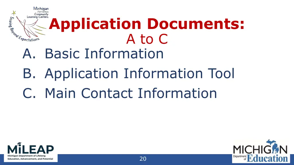 application documents a to c a basic information