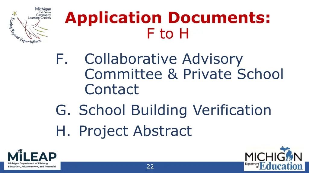 application documents f to h