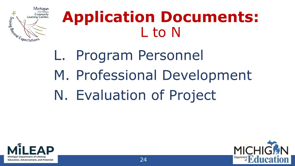 application documents l to n l program personnel