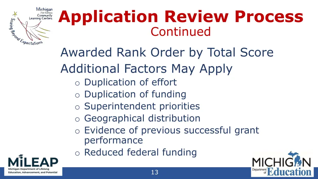 application review process continued