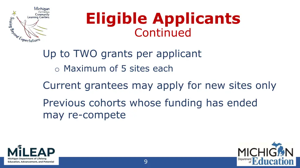 eligible applicants continued