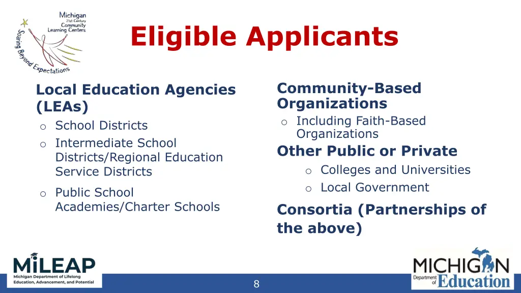 eligible applicants