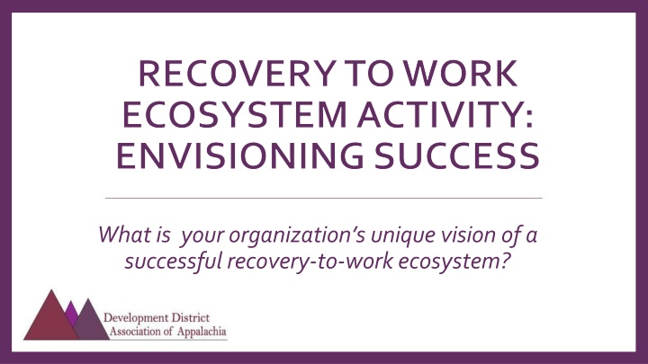 recovery to work ecosystem activity envisioning