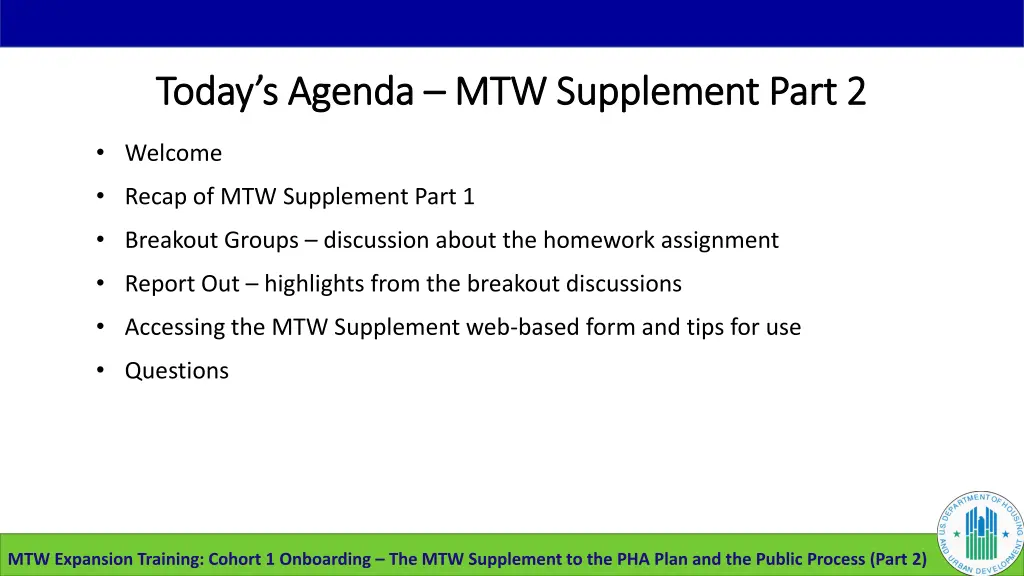 today s agenda today s agenda mtw supplement part