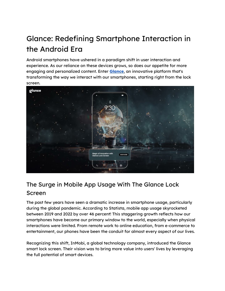 glance redefining smartphone interaction