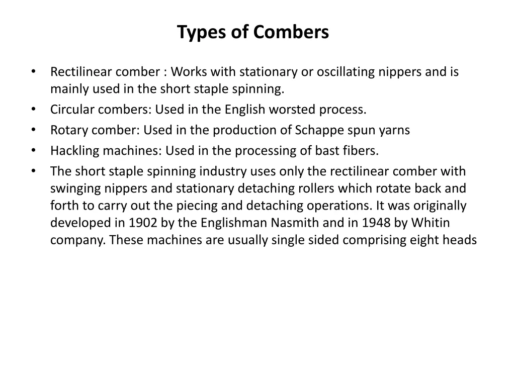 types of combers