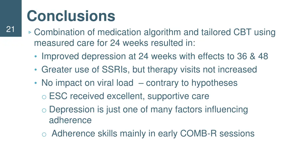 conclusions combination of medication algorithm