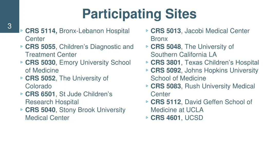 participating sites