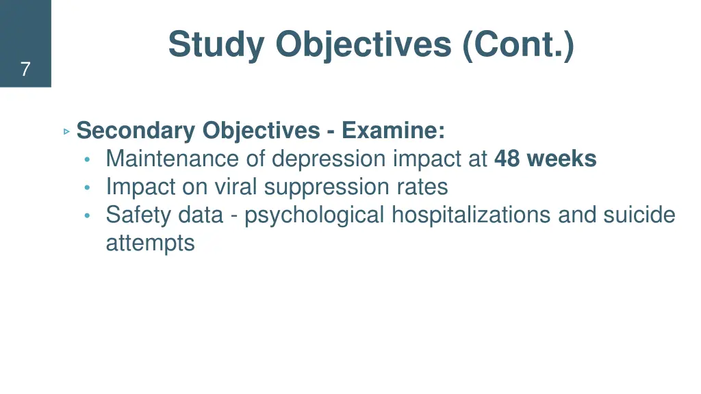 study objectives cont