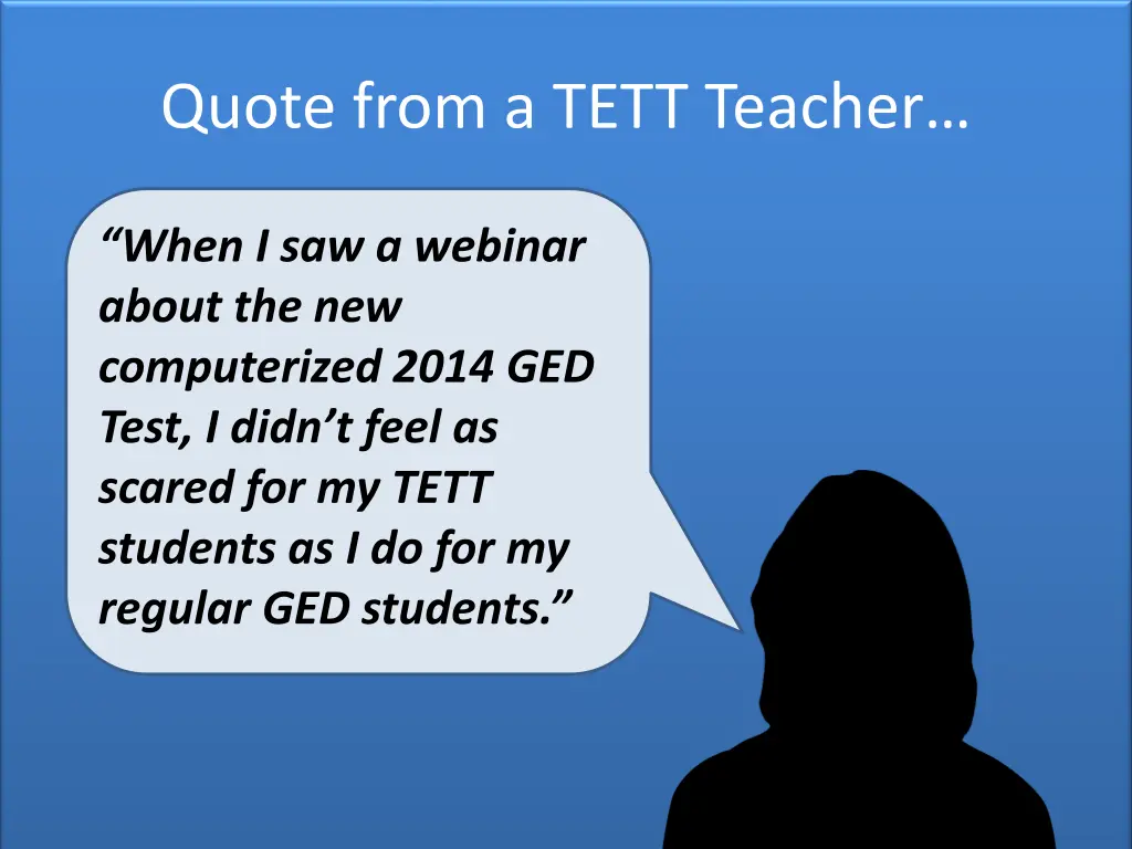 quote from a tett teacher