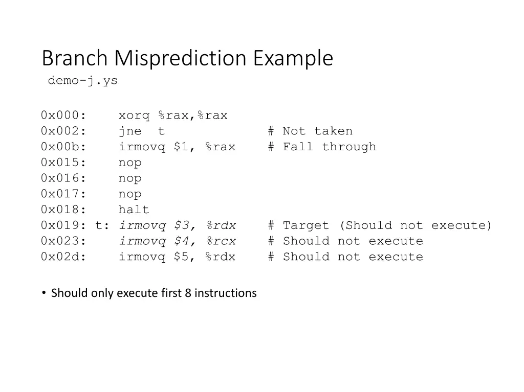 branch misprediction example demo j ys