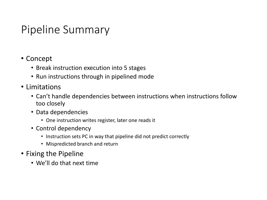 pipeline summary