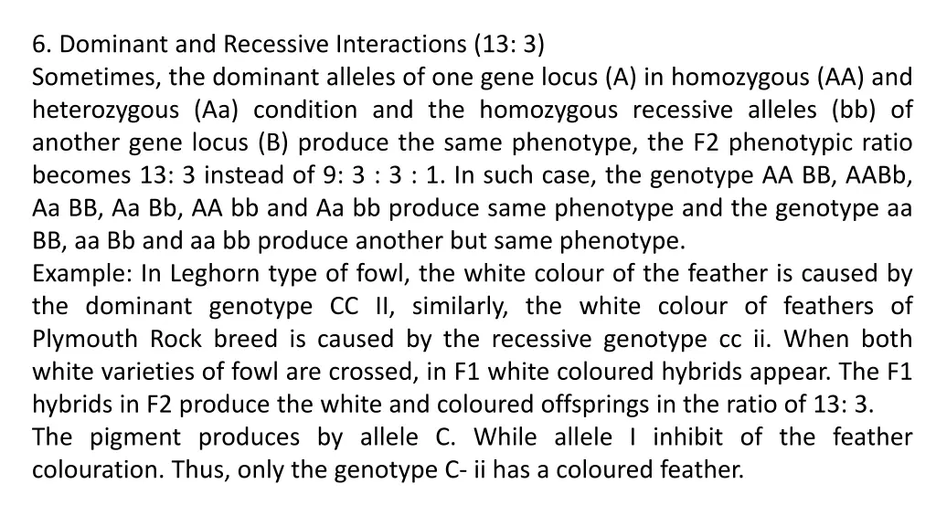 6 dominant and recessive interactions