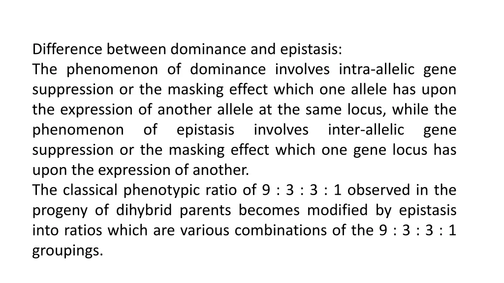 difference between dominance and epistasis