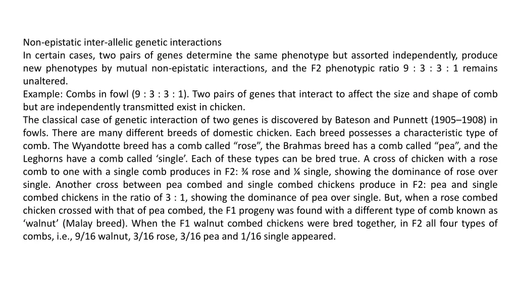 non epistatic inter allelic genetic interactions