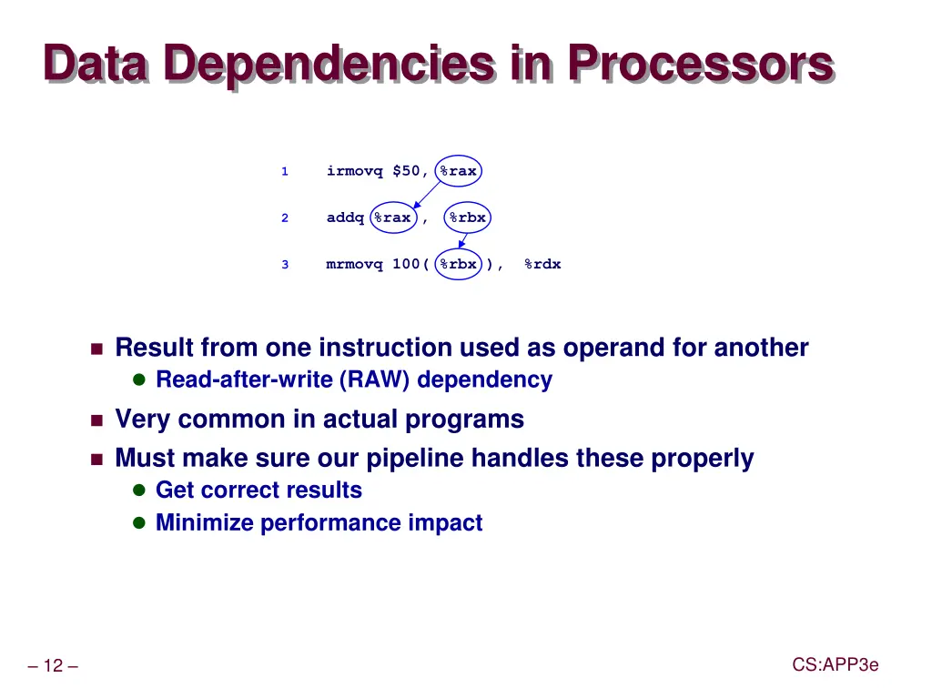 data dependencies in processors