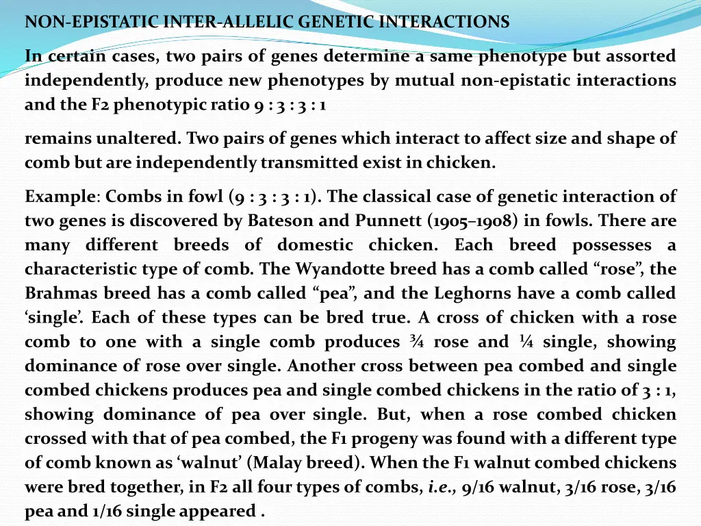 non epistatic inter allelic genetic interactions