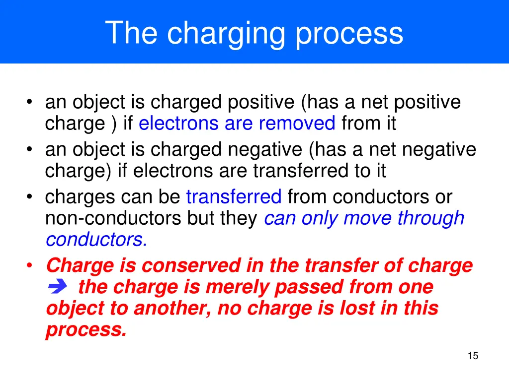 the charging process