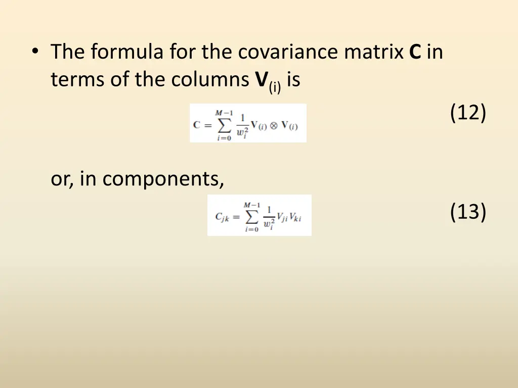 the formula for the covariance matrix c in terms