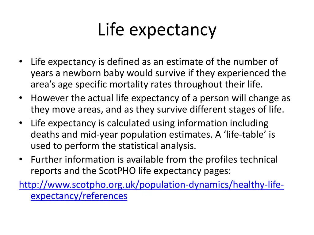 life expectancy