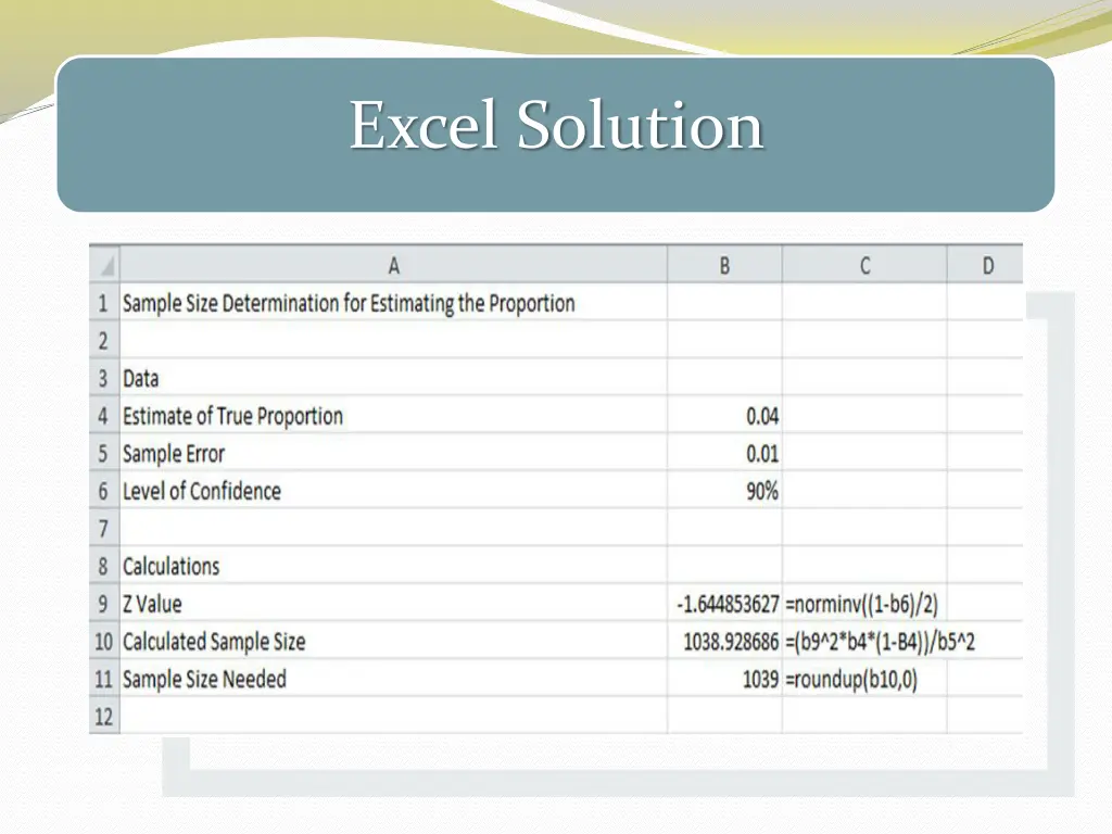 excel solution