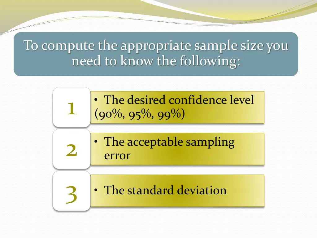 to compute the appropriate sample size you need